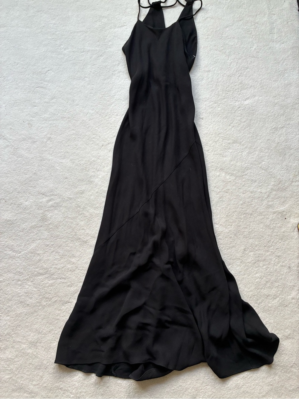 Jessica McClintock Evening Black Maxi Slip Dress with Spaghetti Straps